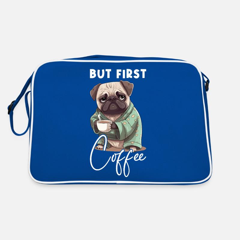 Coffee Pug Dog But First Coffee Saying Funny Retro Bag