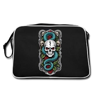 Snake Skeleton and Tattoo - Retro Bag - black/white - Back