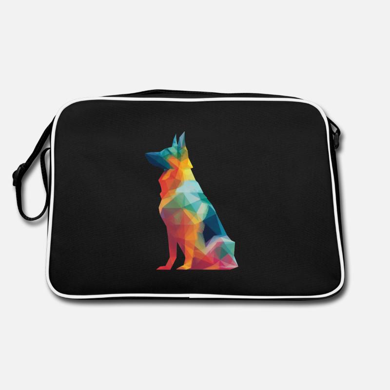 German Shepherd Low Poly Art Desing Colorful Retro Bag