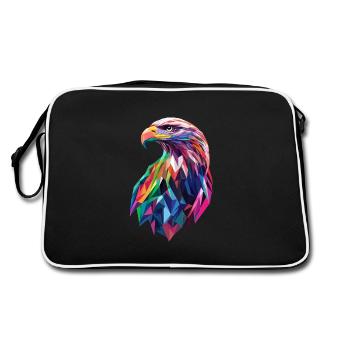 tête d’aigle Low Poly Art Logo Design Coloré - Sac Retro - noir/blanc - Dos