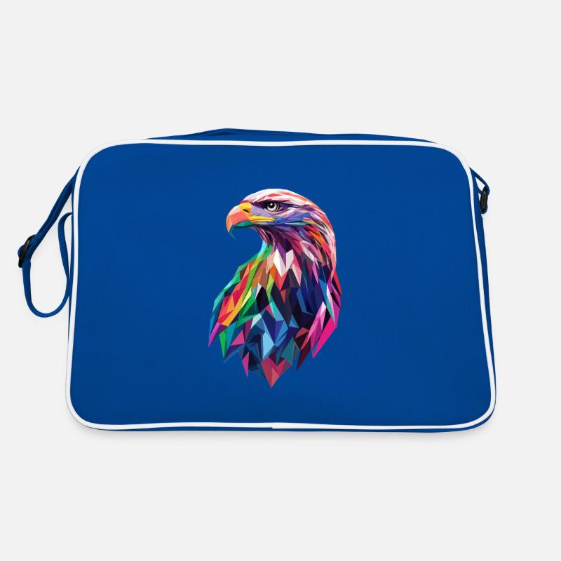 Eagle Head Low Poly Art Logo Design Colorful Retro Bag