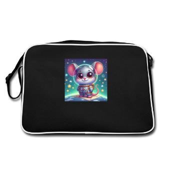 Space mouse in spacesuit on the moon - Retro Bag - black/white - Back