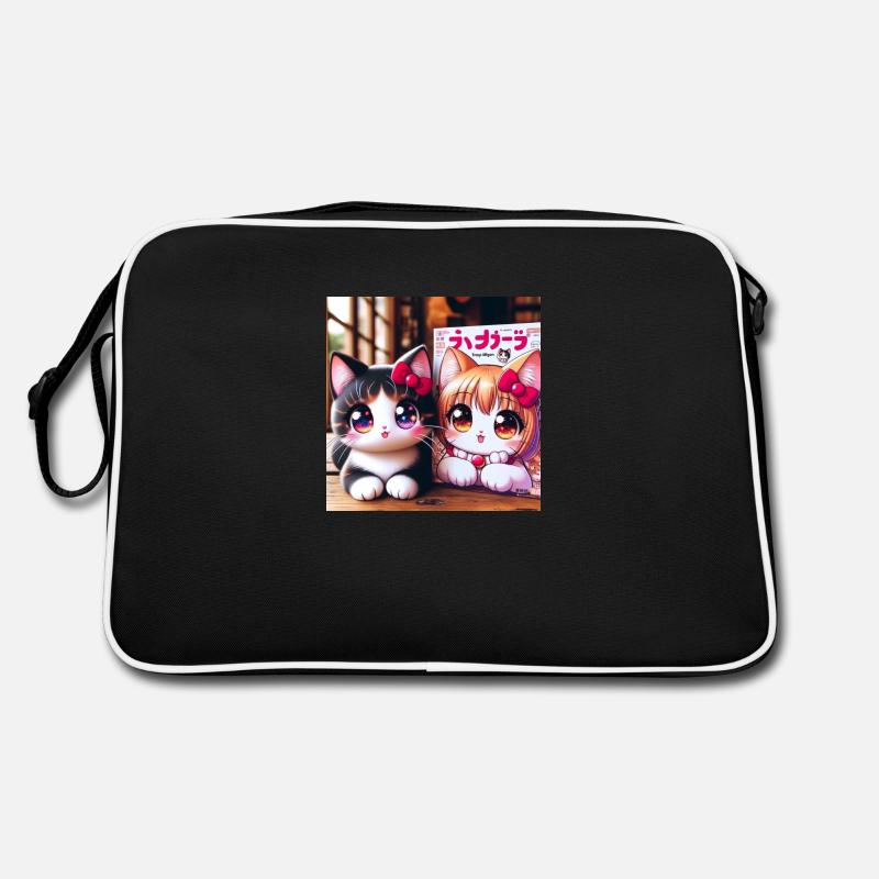 Manga Katze - Retro Tasche - Schwarz/Weiß