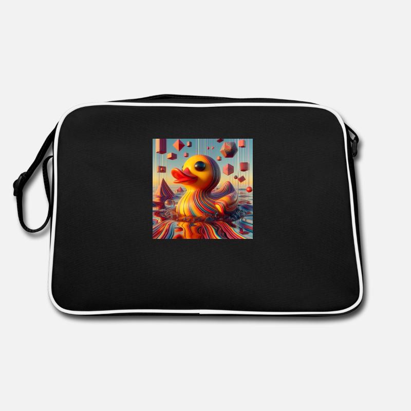 Canard de bain rayé en hyperréalisme risographe Sac Retro