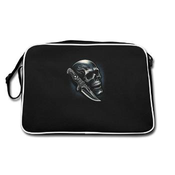 Blade's Edge: Skull and Ornate Knife - Retro Bag - black/white - Back