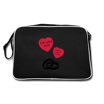willst du mich heiraten - Retro Tasche - Schwarz/Weiß - Hinten