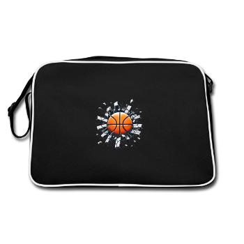 Basketball Crashing Through Wall Design - Retro Bag - black/white - Back