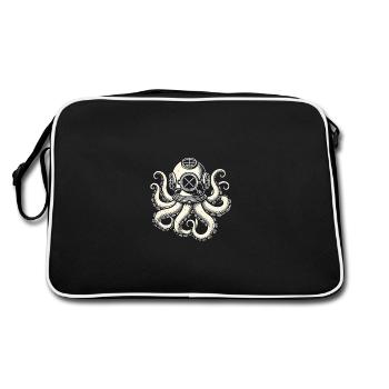 pieuvre plongeur illustration vintage - Sac Retro - noir/blanc - Dos