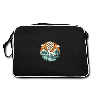 Loup hurlant avec pizza lune - Sac Retro - noir/blanc - Dos