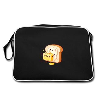 beurre toast câlin mignon dessin animé design - Sac Retro - noir/blanc - Dos