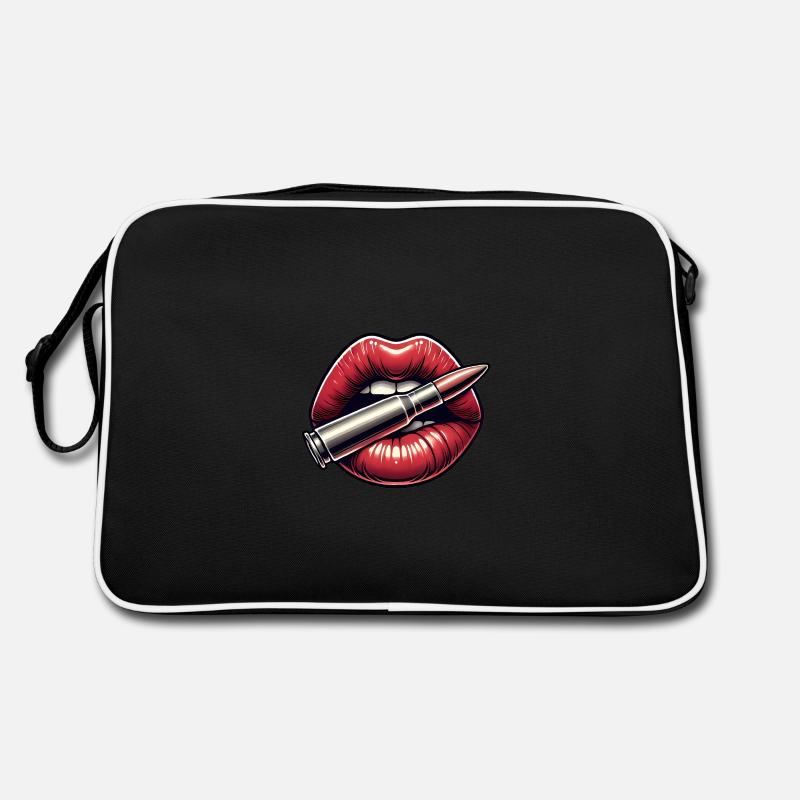 Bold Lips with Bullet Graphic Design Retro Bag
