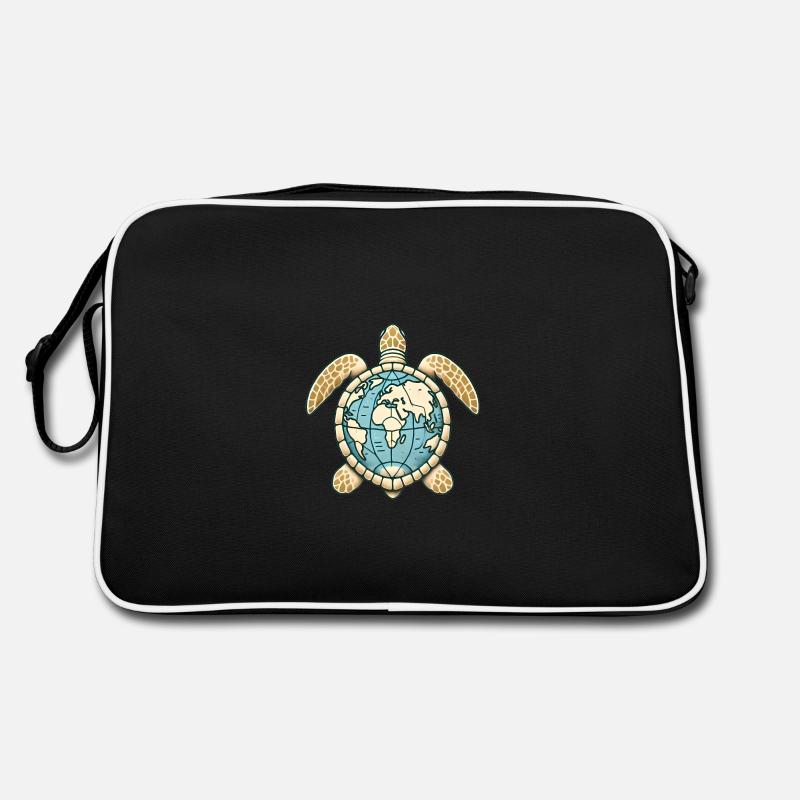 Earth Turtle Globe Illustration Retro Bag