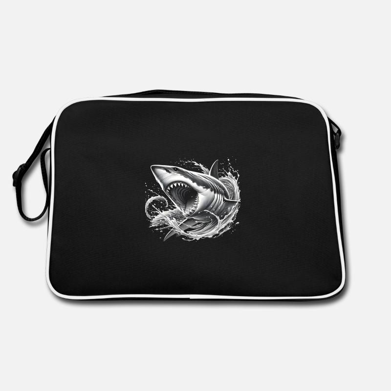 Illustration de requin féroce dans les vagues Sac Retro