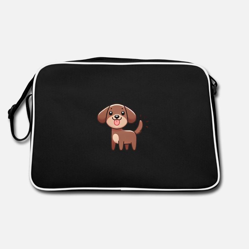 Chien de dessin animé heureux avec queue qui remue Sac Retro