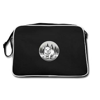 Rustic Pig Illustration in Forest - Retro Bag - black/white - Back