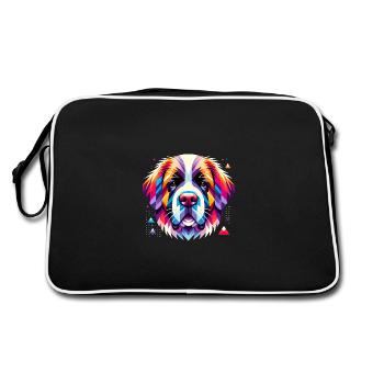 Colorful Geometric Dog Face Art - Retro Bag - black/white - Back