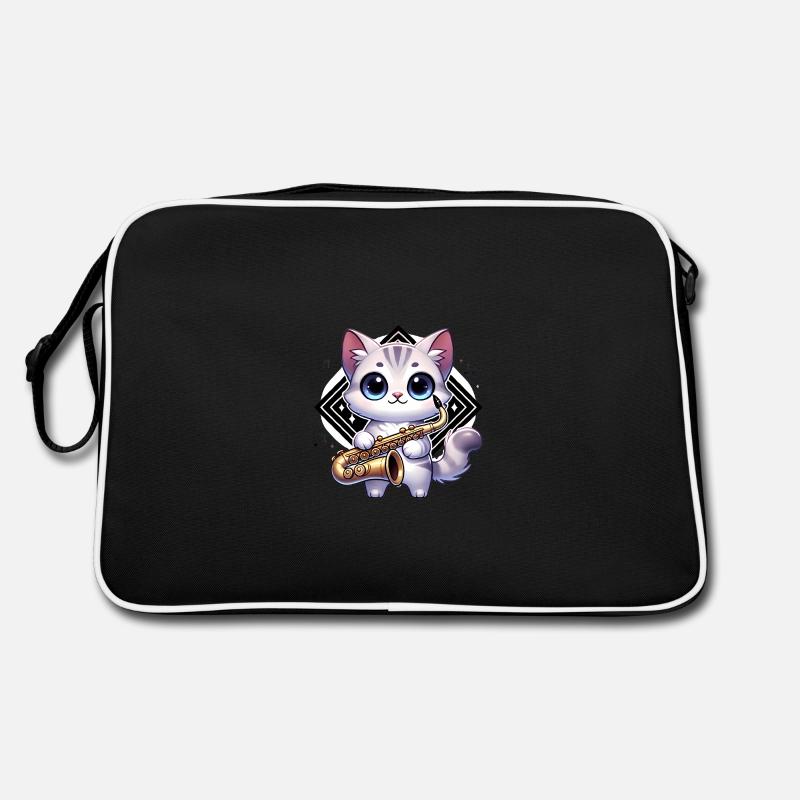 Adorable chat avec saxophone design Sac Retro