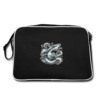 Nightmarish Shark in Dark Waters - Retro Bag - black/white - Back