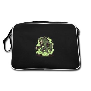 Grünes Monster Comic Horror Illustration - Retro Tasche - Schwarz/Weiß - Hinten