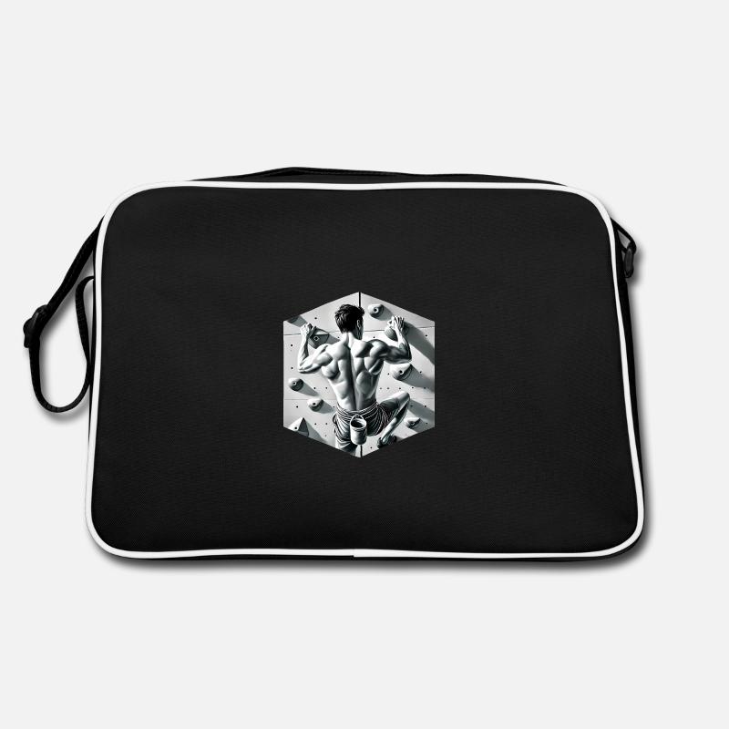 Grayscale Rock Climber Illustration Retro Bag