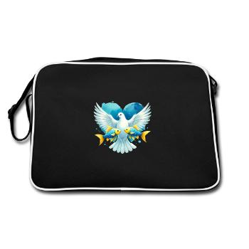 Colombe de la paix avec poisson cœur bleu - Sac Retro - noir/blanc - Dos
