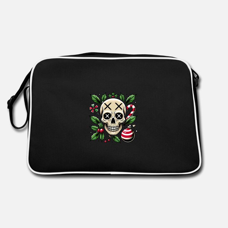 Crâne festif avec des éléments de Noël Sac Retro