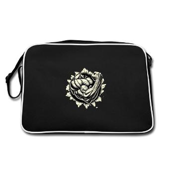 Muscular Arm Breaking Through Wall - Retro Bag - black/white - Back