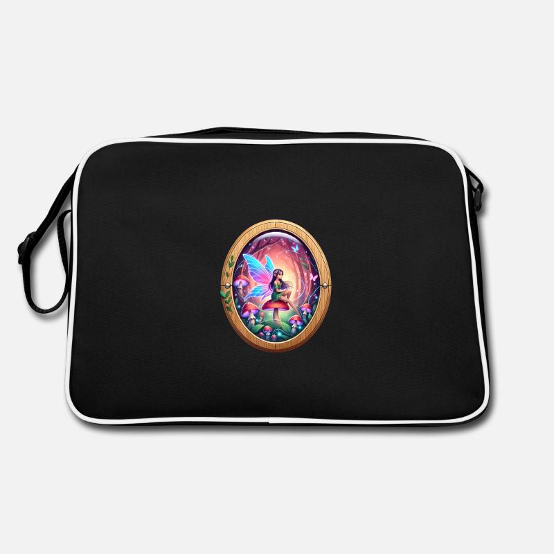 Fairy on a Rainbow Mushroom Design Retro Bag