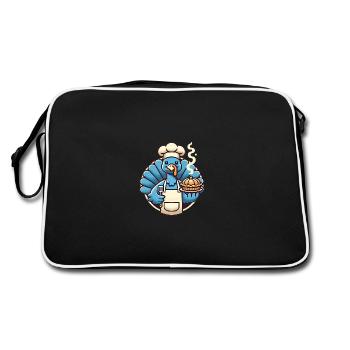 Chef Truthahn serviert Kürbiskuchen - Retro Tasche - Schwarz/Weiß - Hinten