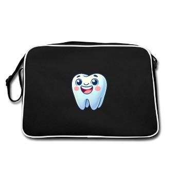 Smiling Tooth Cartoon Design - Retro Bag - black/white - Back