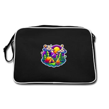 Scène de tente de montagne de camping drôle - Sac Retro - noir/blanc - Dos