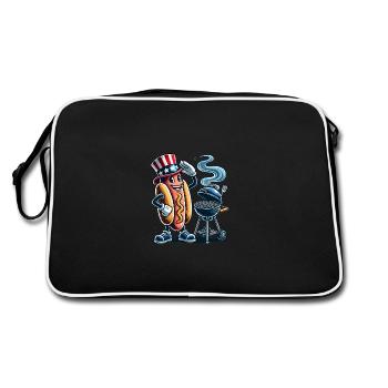 Smokin Hot BBQ Retro Hot Dog Design - Sac Retro - noir/blanc - Dos
