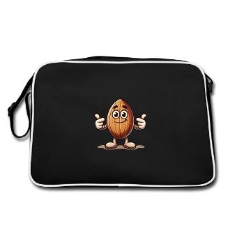 Funny Almond Cartoon Milk Joke Design - Retro Bag - black/white - Back