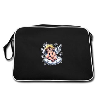 Funny Cherub on Cloud Pop Art Design - Retro Bag - black/white - Back