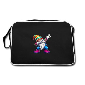 Dabbing Rainbow Gnome Funny Gift - Retro Bag - black/white - Back