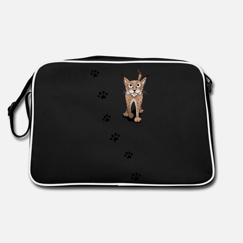 Luchs mit Spur Raubkatze Tracking Geschenk Retro Tasche