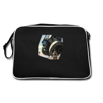 Manga Riesiger Roboter - Retro Tasche - Schwarz/Weiß - Hinten