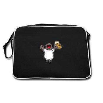 Nutztiere trinken Bier Kuhschwein Huhn und Bier - Retro Tasche - Schwarz/Weiß - Hinten