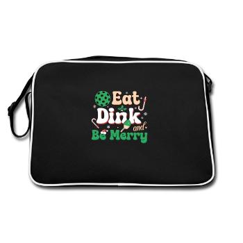 Eat Dink And Be Merry Christmas Pickleballer Quote - Retro Bag - black/white - Back