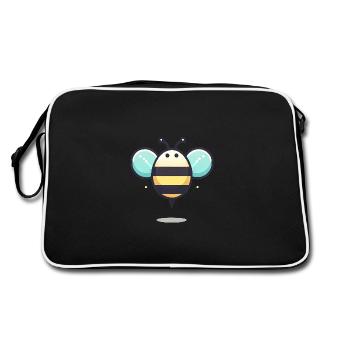 Minimalist Cute Bee Illustration - Retro Bag - black/white - Back