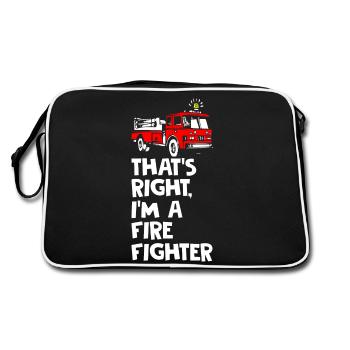 Thats Right I Am Firefighter - Retro Tasche - Schwarz/Weiß - Hinten