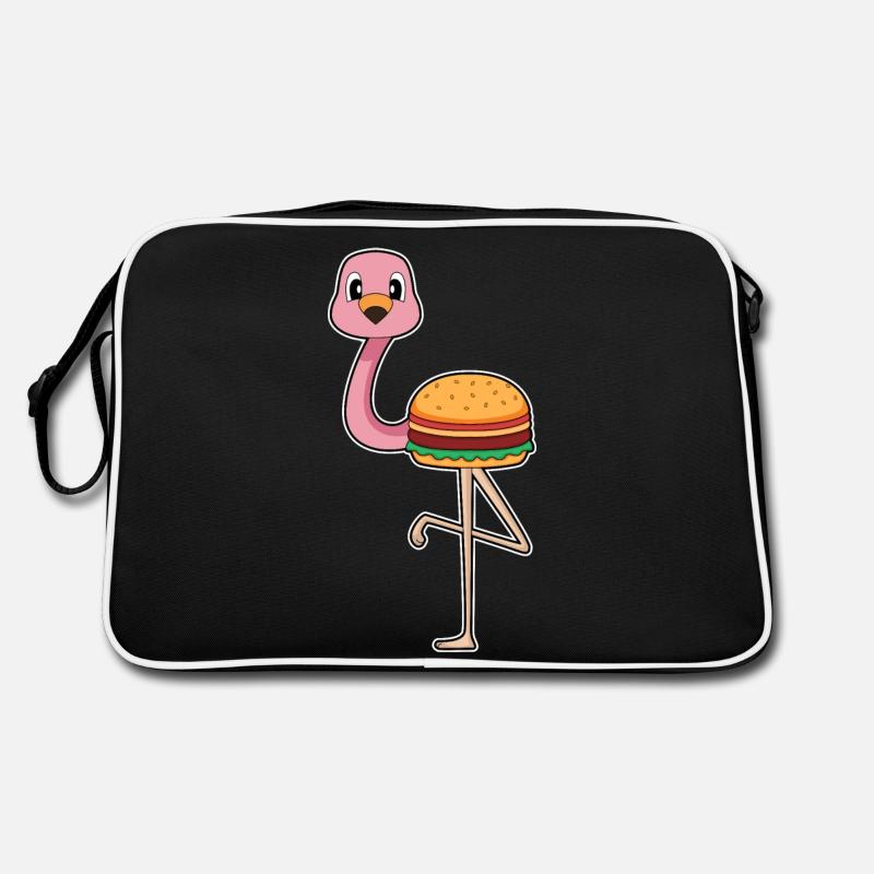 Flamingo Burger - Retro Tasche - Schwarz/Weiß