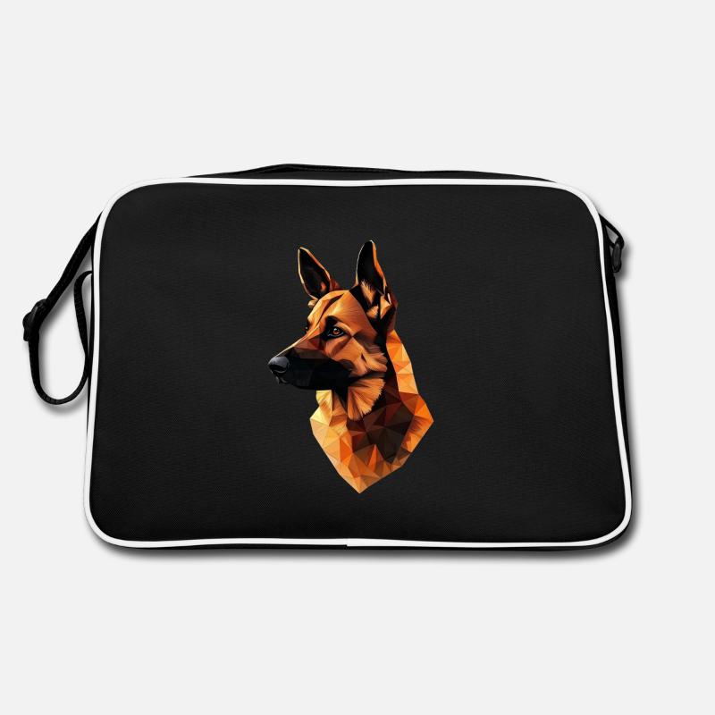 German Shepherd Low Poly Design Retro Bag