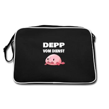 depp vom dienst lustiger spruch arbeit geschäft - Retro Tasche - Schwarz/Weiß - Hinten
