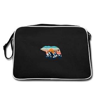 Mountains bear hiking nature mountaineering - Retro Bag - black/white - Back