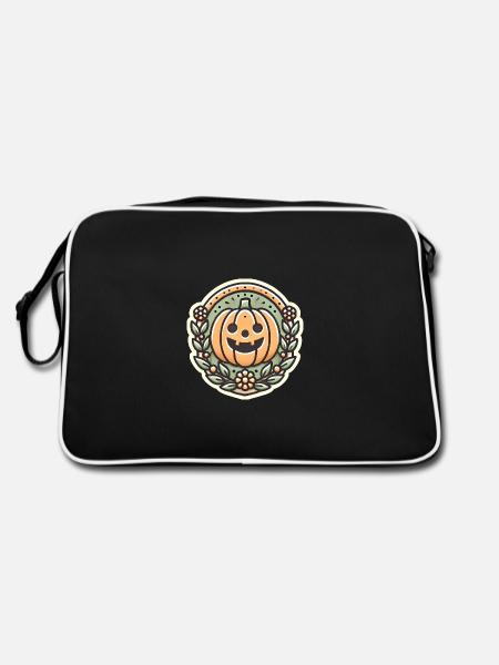 Vintage Halloween citrouille couronne badge - Sac Retro - noir/blanc - Dos