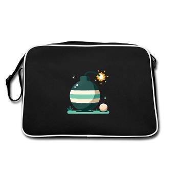 Cartoon Bomb with Burning Fuse Design - Retro Bag - black/white - Back