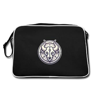 Minimalist Bull Skull Badge Design - Retro Bag - black/white - Back
