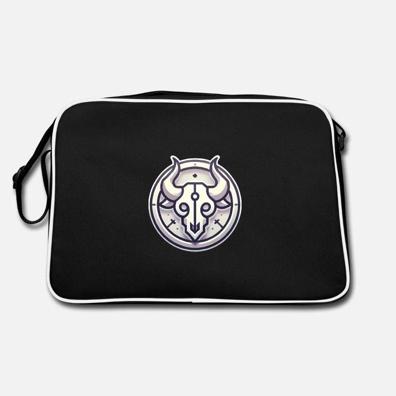 Conception minimaliste de l’insigne du crâne de taureau Sac Retro