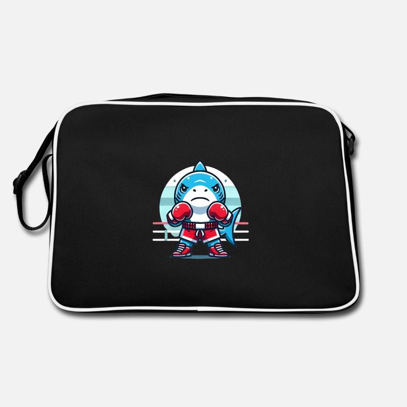 Requin Boxe Champion Dessin Animé Design Sac Retro